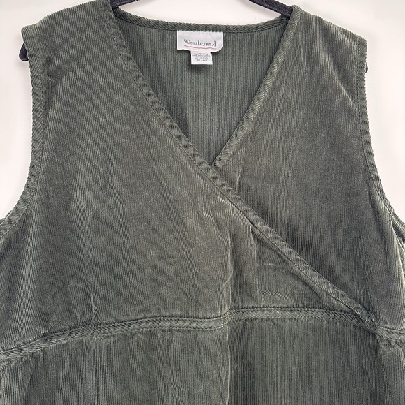 Westbound Corduroy Jumper Dress Size XL Dark Green Cottagecore Dark Academia - Picture 4 of 6